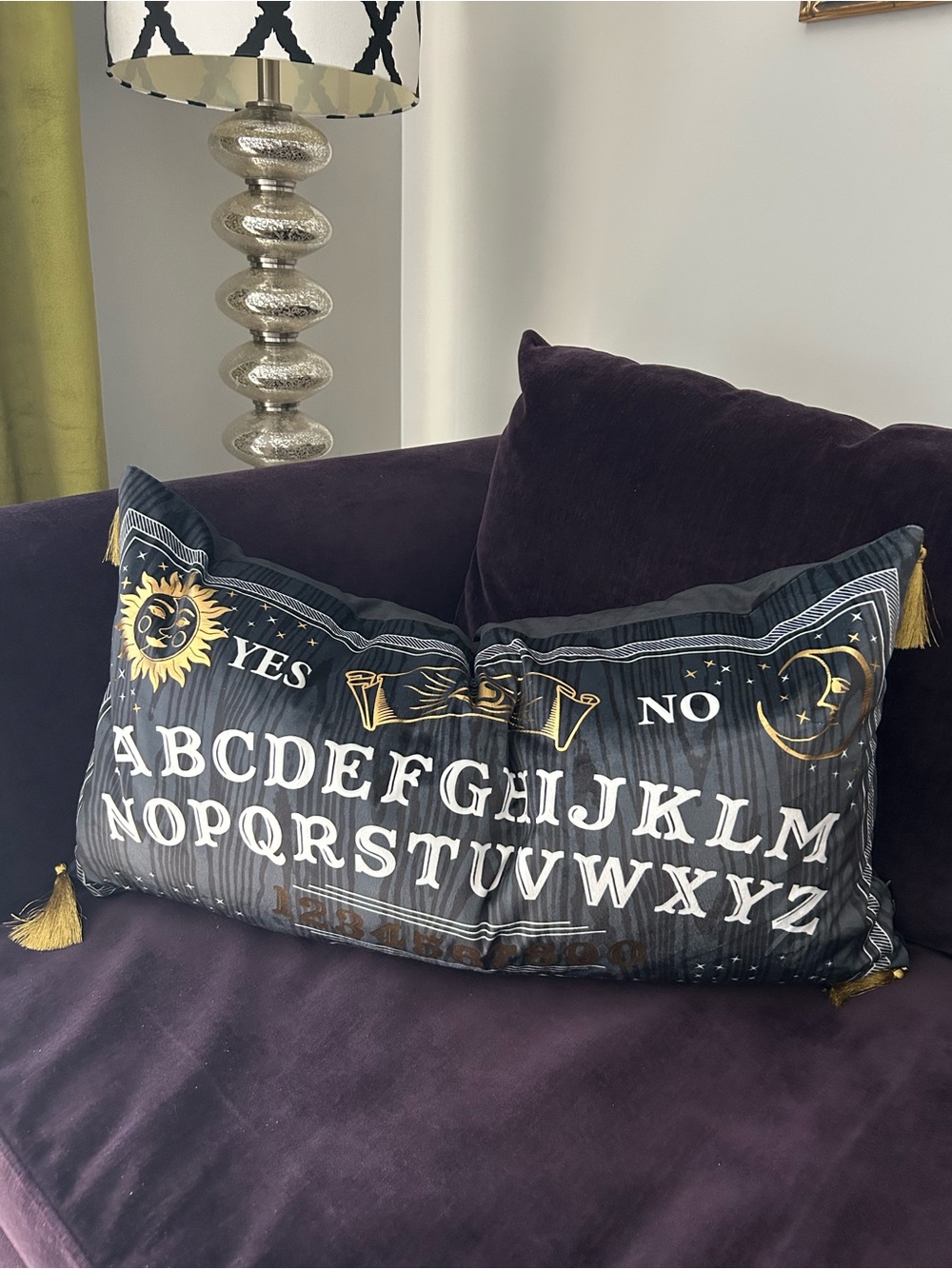 Cynthia Rowley Black and Gold Ouija Alphabet Accent Pillow